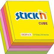 Бумага для заметок с клеевым краем STICK'N HOPAX , 51*51 мм, 5 неоновых цветов, 250 л фотография