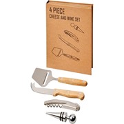Подарочный набор для вина и сыра Reze из 4 предметов, натуральный фотография
