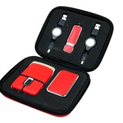 Подарочный набор USB-SET в кожанном исполнении в коробочке на 16 Гб, красный фото