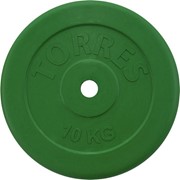 Диск обрезиненный Torres 10 кг PL504110, D25 мм, зеленый фото