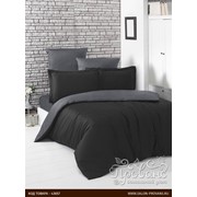 Постельное белье Karna LOFT хлопковый сатин чёрный+тёмно-серый 1,5 спальный фото