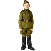 Карнавальный костюм Фабрика Бока Костюм на 9 мая солдат в галифе люкс детский, 104-116 см фотография