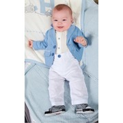 Костюм нарядный для мальчика (пиджак, брюки), цвет синий, белый, 100% хлопок, лен