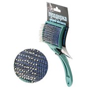 Пуходерка пластмассовая малая с каплей средней жесткости на блистере Зооник фото