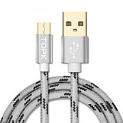 Дата-кабель TOPK USB 2.0 AM/ Micro USB 5V/ 2.1A фото