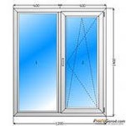 Металлопластиковое окно двустворчатое с москитной сеткой 1300*1300 фотография