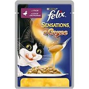 Felix 85г пауч Sensations Влажный корм для взрослых кошек Утка в соусе с морковью фото