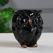 Копилка “Сова оригами“, глазурь, чёрная с золотом, 14 см фото