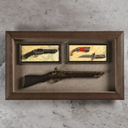 Изделие сувенирное в раме: ружье, мушкет, нож 80х48 см фото