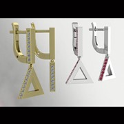 Серьги ERG010044 Сыр?а (Алтын 585) Фианит фото