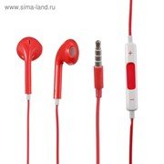 Наушники LuazON W-08, вкладыши, микрофон, красные фото