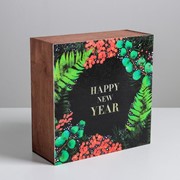 Ящик деревянный «Новогодняя ботаника», 25 × 25 × 10 см фото