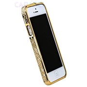 Бампер со стразами Swarovski Gold для iPhone 5/5s (пленка в подарок) фото