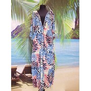 Женская пляжная накидка белая с пальмовыми листьями