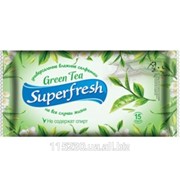 Салфетки Влажные Super Fresh Зеленый чай, 15 шт фотография