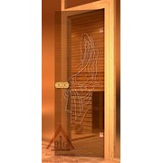 Дверь для бани АКМА Арт с Гравировкой НИМФА 7х19 (коробка липа)