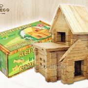 Деревянный конструктор - игрушечный домик с гаражом фото