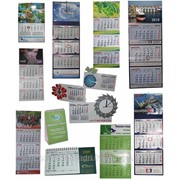 Календари настольные, квартальные, настенные, карманные в ассортименте. Изготовление по индивидуальному заказу и шаблону в т. ч. с часами.