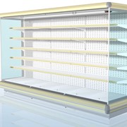 Витрины холодильные. Пристенная витрина “Медуза-MAXI” с панорамной боковиной Витрины холодильные оптом фото