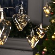 Гирлянда 'Нить' 3 м с насадками 'Лампочки сердца', IP20, прозрачная нить, 80 LED, свечение тёплое белое, 8 фото