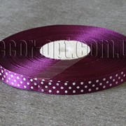 Лента атласная темно-фиолетовая с горохом 1 см 50 м 4230 фото