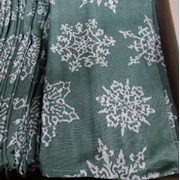 Кухонные полотенца хлопок 5 шт снежинки на зеленом фоне фото