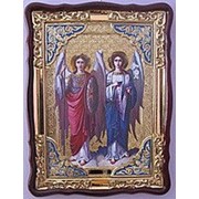Икона храмовая с багетом, в фигурном киоте, Арх Михаил и Гавриил, 82х114 фото