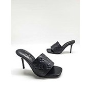 Женские шлепанцы Louis Vuitton на каблуке (черные) фото