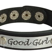 Кожаный браслет Good Girl черный с серебристым фотография