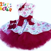 Платье для девочки “Стиляги (цветы с бордо)“ фото