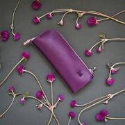 Пенал / подставка для карандашей плотная кожа фиолетовый