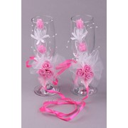 Украшения на бокалы, Веточка, розовый (3 розы латекс) фотография