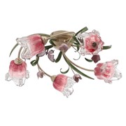 Люстра 574/5 5х40Вт Е14, кремовый/зеленый/розовый, 68х28 см фото