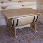 Бочка-стол, стол из дубовой бочки, мебель из бочек, мебель для интерьера в баню фото