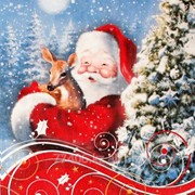 Салфетка для декупажа Дед Мороз с оленёнком фотография