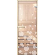 Стеклянная дверь для бани и сауны с рисунком 