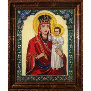 Православная икона, техника коллаж из ниток, с кристаллами СВАРОВСКИ