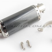 Глушитель тюнинг 235*88mm, креп. Ø48mm нержавейка, овал, карбон серый, прямоток фото