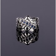 Серебряное кольцо головоломка с синими сапфирами от Wickerring фотография