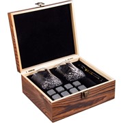 Подарочный набор для виски (два бокала, восемь камней для виски) фотография