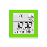 Цифровой комнатный термогигрометр с часами Стеклоприбор Т-06, зеленый