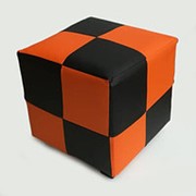 Банкетка шахматы оранжевый/черный (куб) фото