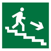 Эвакуационный знак, код E 13 Направление к эвакуационному выходу по лестнице вниз