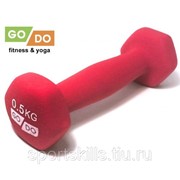 Гантель GO DO в виниловой матовой неопреновой оболочке. Вес 0,5 кг. (Красный) фото