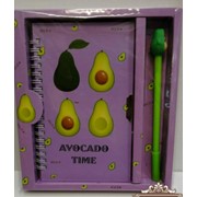 Подарочный набор с блокнотом и ручкой авокадо сиреневый
