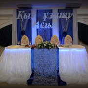 Синее свадебное оформление зала фото
