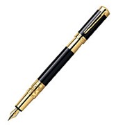 Перьевая ручка Waterman Elegance Black GT, толщина лини F, позолота 23К, перо: золото 18К, родий, черно-золотистый фотография