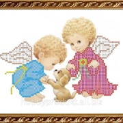 Рисунок на ткани для вышивания бисером “Ангелочки с собачкой“ VKA5007 фотография