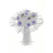 Букет для невесты №03, белый/сиреневый (розы текстиль) фото