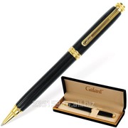 Ручка шариковая Galant GFP002, подарочная, корпус черный, золотистые детали, синяя фото